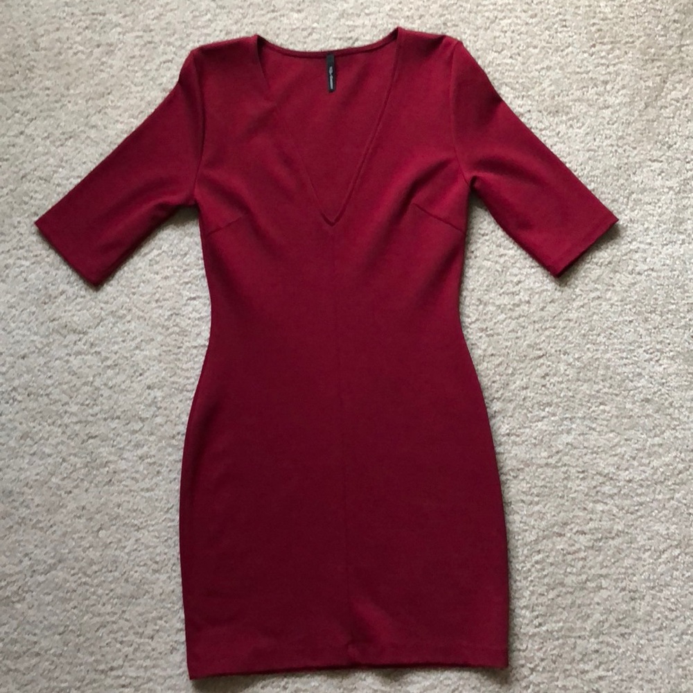 NWOT Burgundy V-Neck Dress!